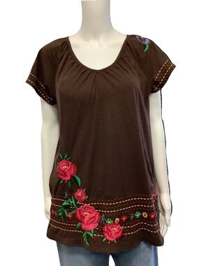 Johnny Was Los Angeles Joy Love Light V Neck Top Neutral Size: S